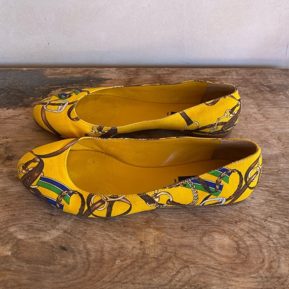 RALPH LAUREN COLLECTION Purple Label Yellow Equestrian Horse Bit Flats 9.5 ITALY - Picture 12 of 12